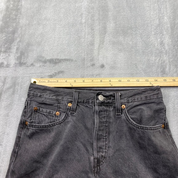 Levi's 501 Grey Wash Button Fly Straight Leg Distressed Hem Jeans Sz 27 Grunge - Picture 5 of 13